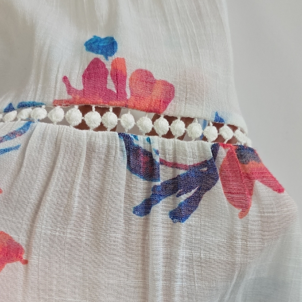 Ricki's Women's White Midi Blue Pink Floral Print Boho Tiered Lined Skirt Size S - Picture 5 of 12